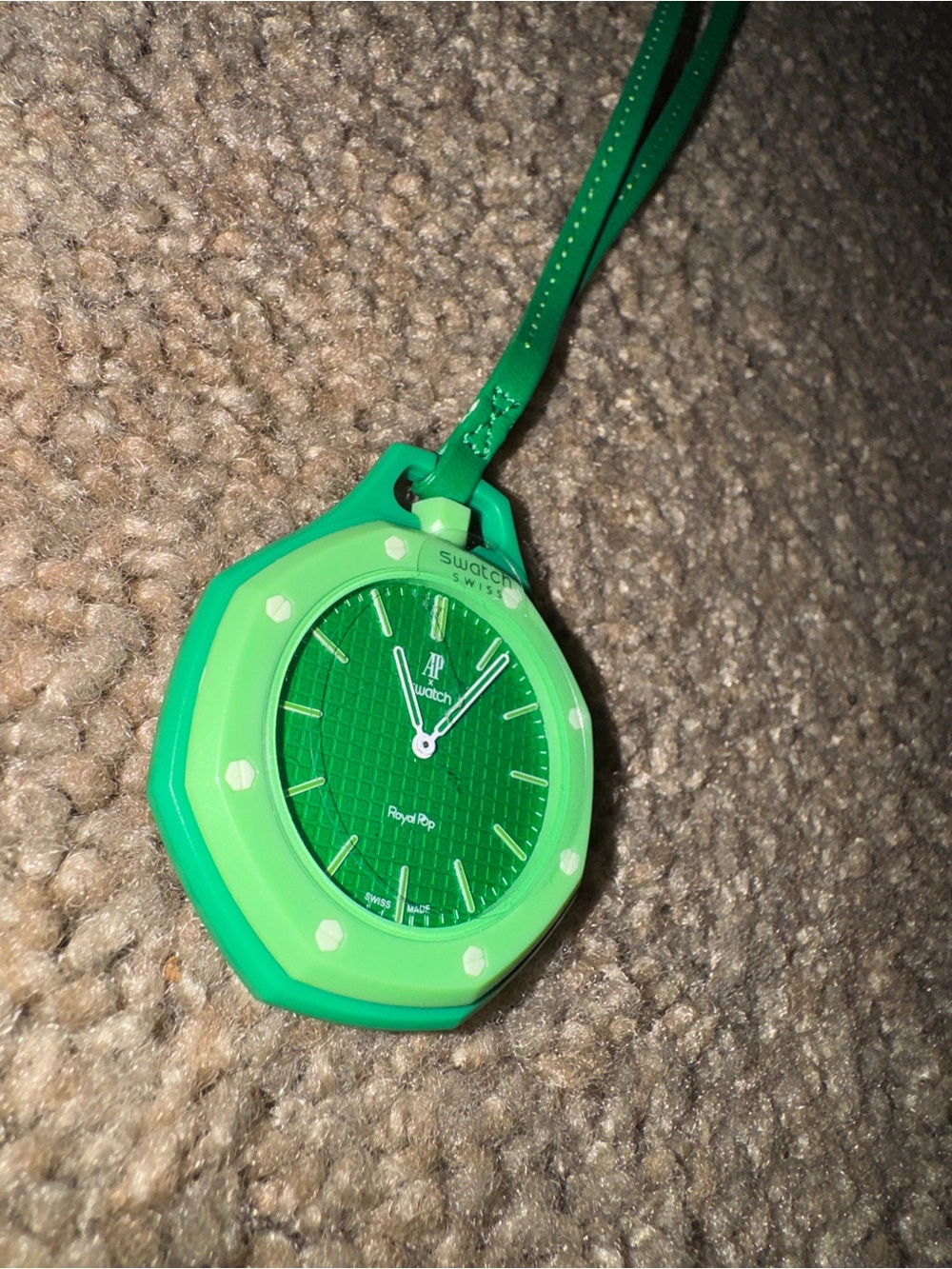Swatch Green Royal Pop Pocket Watch with Lime Accents wrist mod included